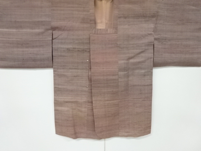 アンティーク　手織り紬横段織出し道行コート